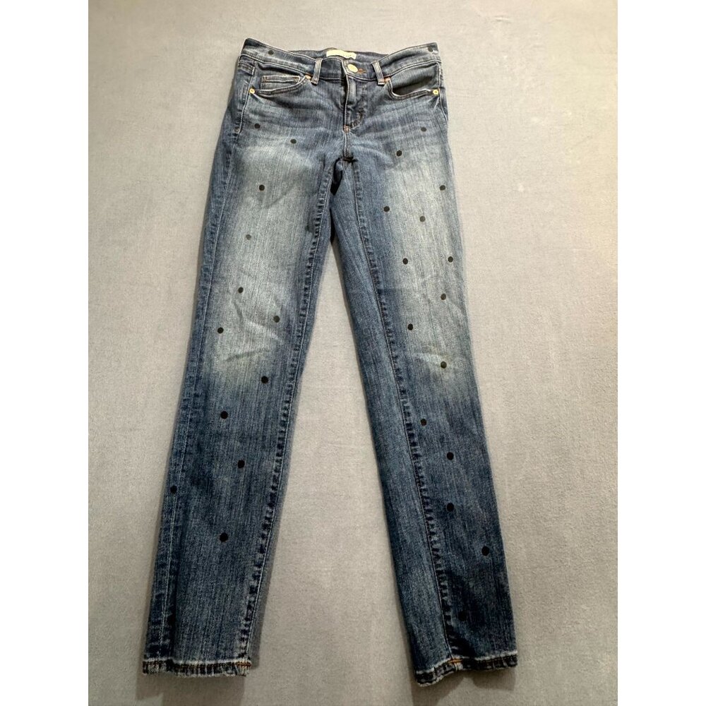 Loft Vintage 1998 Womens Modern Skinny Jeans Denim Polka Dots Blue Size 25/0